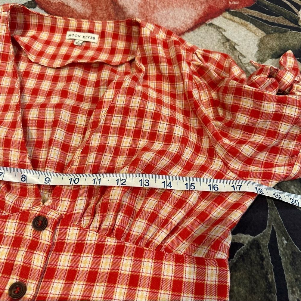 Moon River Red Gingham Midi Dress - Picture 11 of 14